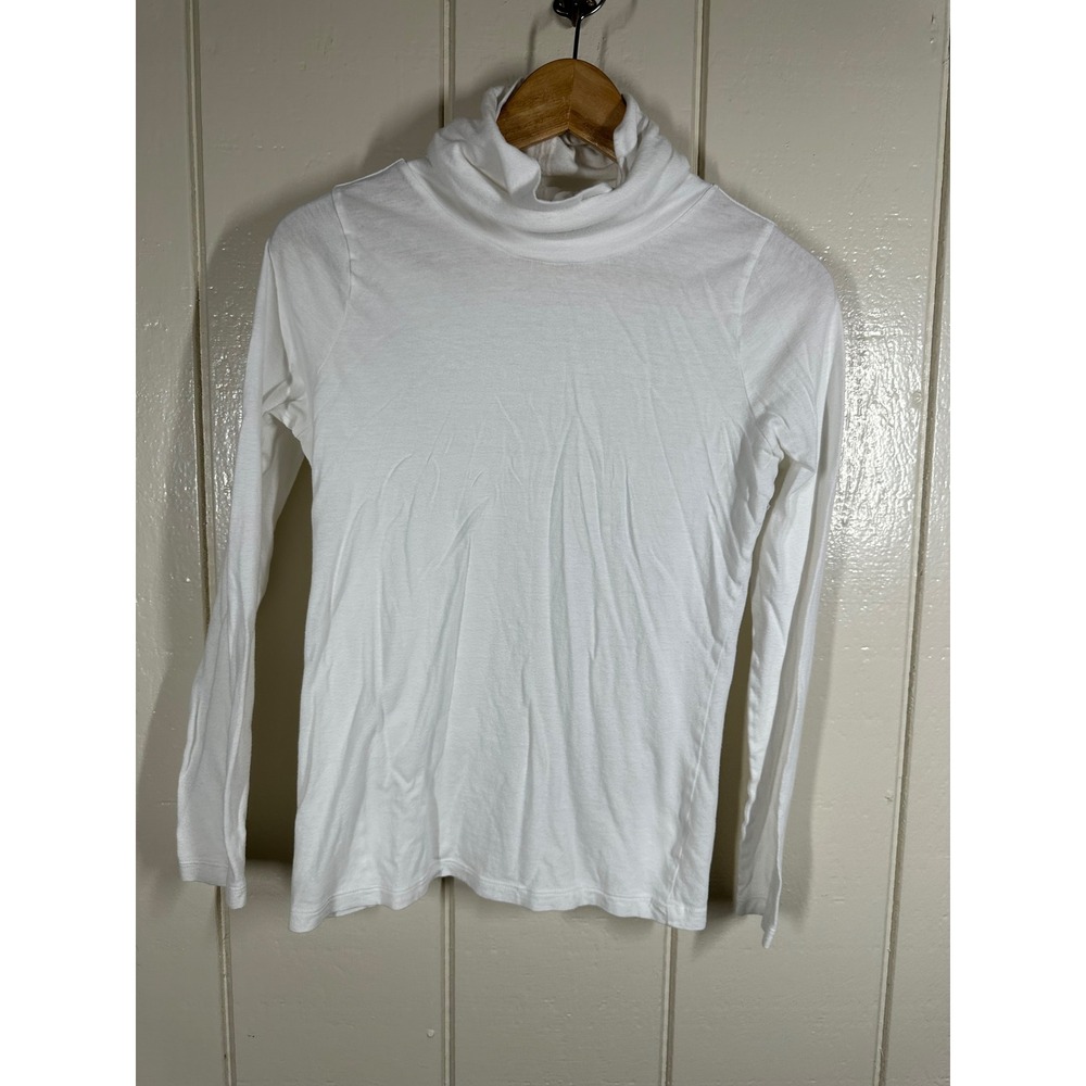 Old Navy Turtleneck Top Womens S White Long Sleeve Cotton Modal Basic Layering